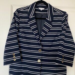 REITMANS Navy and White Dress/Casual Jacket Blazer Fully Lined Tailored Sz XL/p